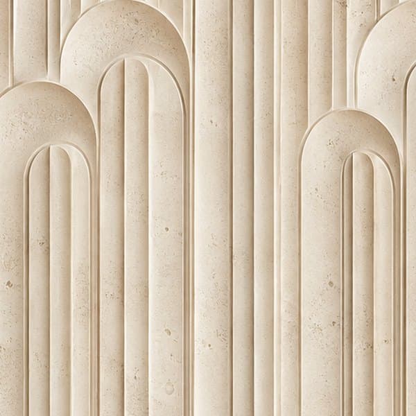 Detail: gegroefde bogen in kalksteen