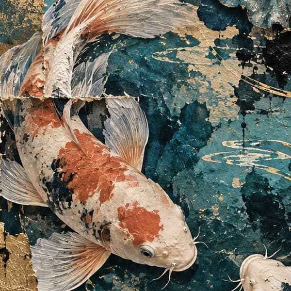 Detail: Koi en lotus