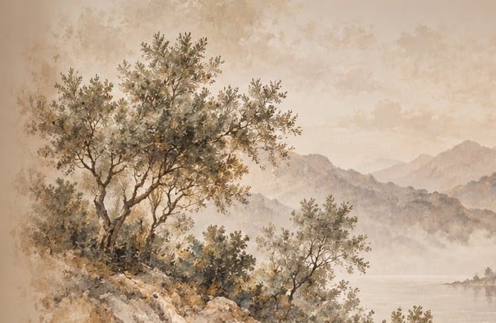 Detail: bomen op de oever