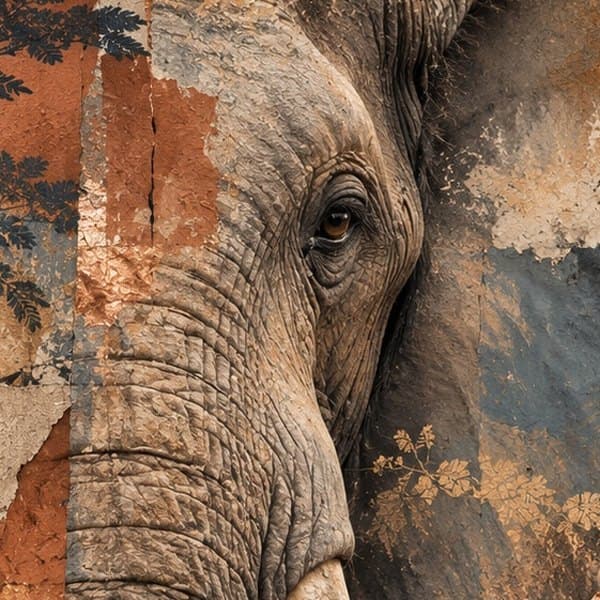 Detail: Olifant in koper