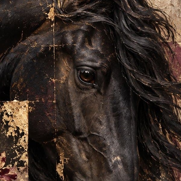 Detail: Paard en pioenen