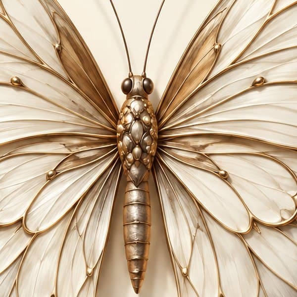 Detail: vlinder in brons en ivoor