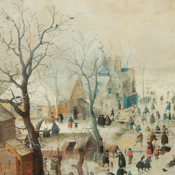 Detail: Winterlandschap met schaatsers