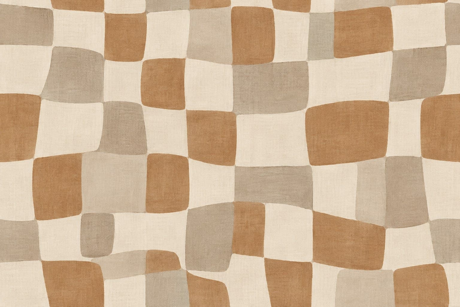 Zachte blokken in terracotta en taupe: muurprint zonder kader, geprint op de muur