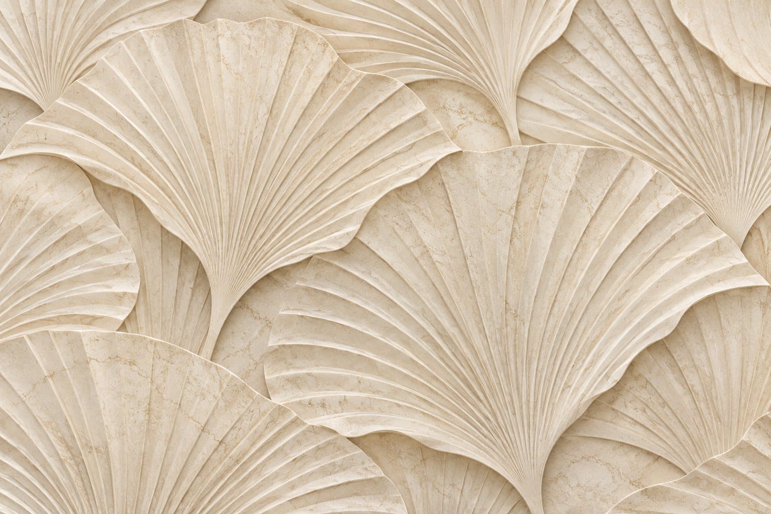 Ginkgoreliëf in ivoor: muurprint zonder kader, geprint op de muur